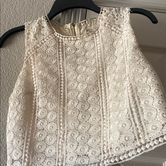 Abercrombie & Fitch Cream Embellished Crop Blouse - Picture 2 of 5